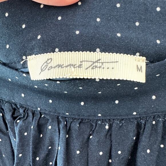 COMME TOI | Navy Polka Dot Floral Midi Skirt Cottagecore | Medium - Picture 5 of 8